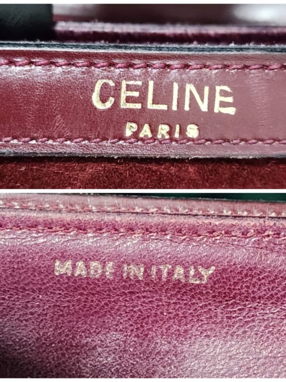 Authentic CELINE VINTAGE SULKY SUEDE CARRIAGE SHOULDER BAG BURGUNDY - Picture 3 of 15